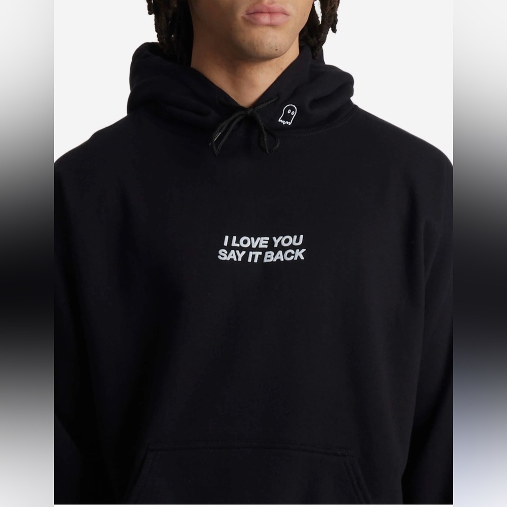 LONELY GHOST | black hooded Sweatshirt I Love You Say It Back